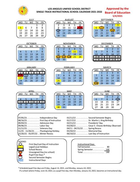 Lusd Calendar